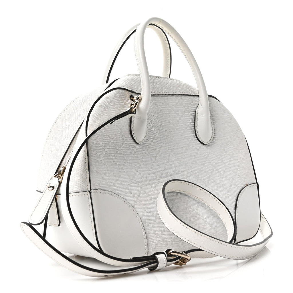 Calfskin Diamante Small Top Handle Bag White