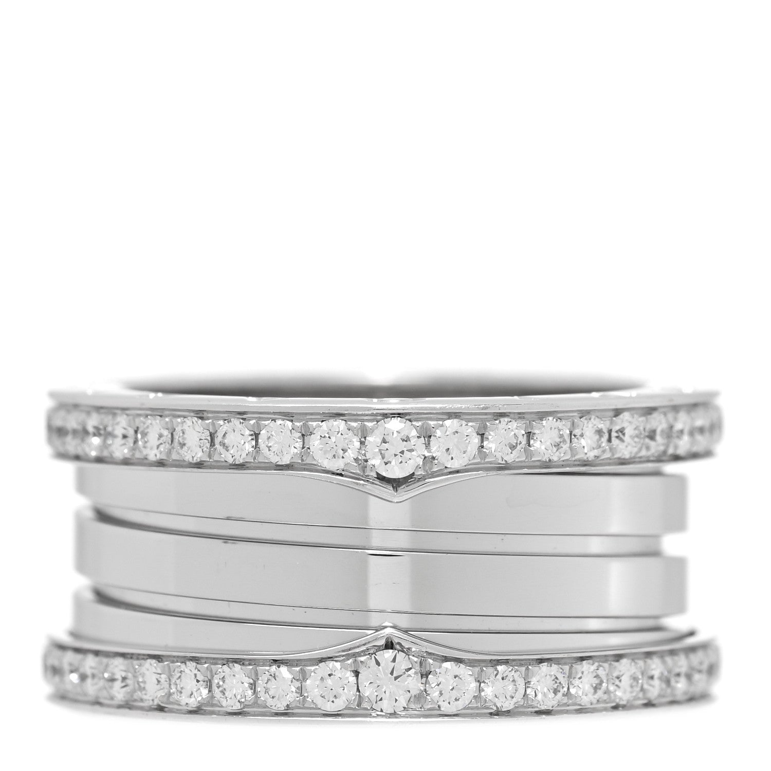 18K White Gold Diamond B.Zero1 Four-Band Pave Ring 56 7.5