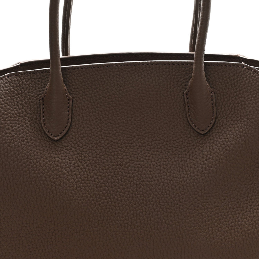 Grained Calfskin Marlo 12 Tote Bag Dark Olive