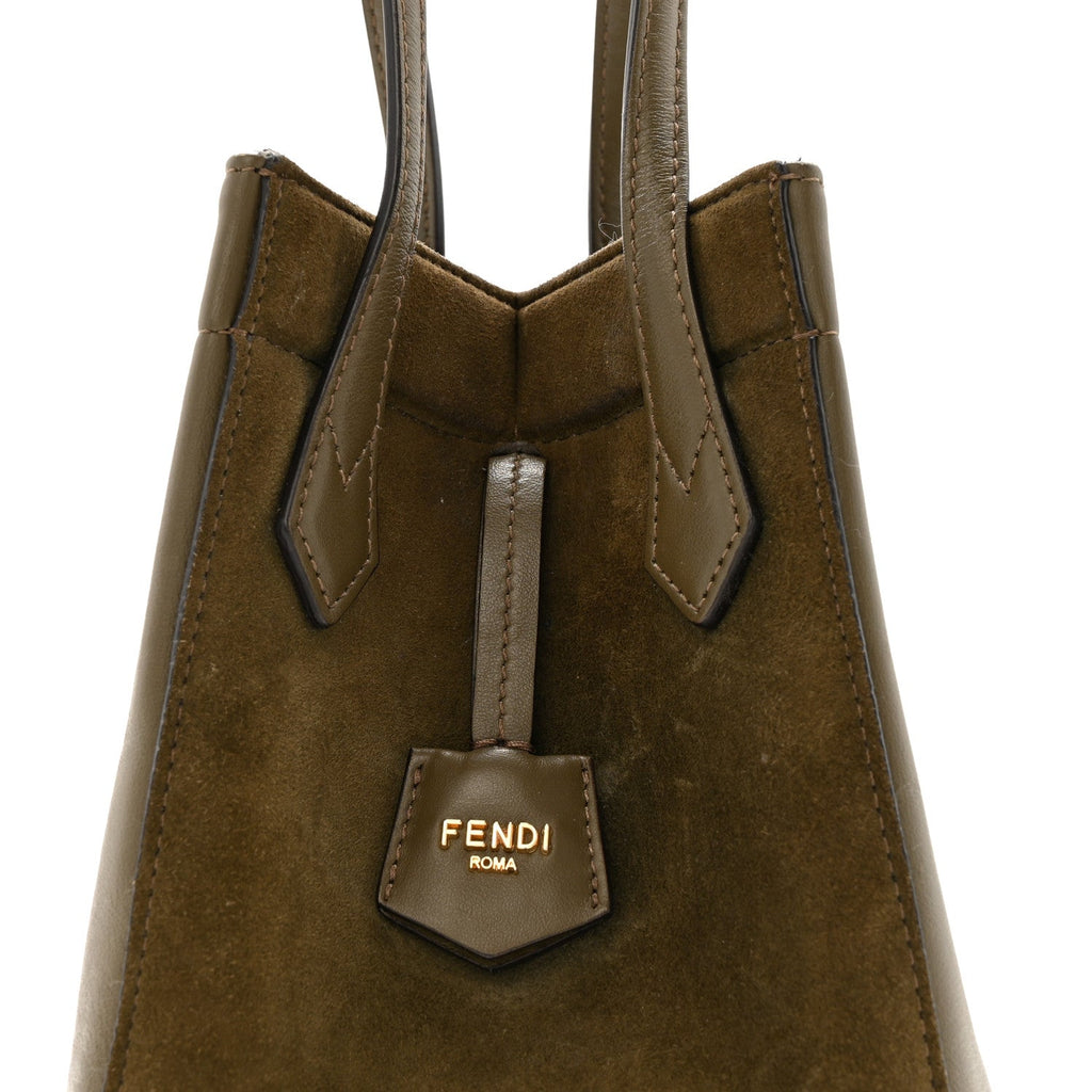 Vitello Vernice Camoscio Mini Fendi Origami Military Brown Avocado