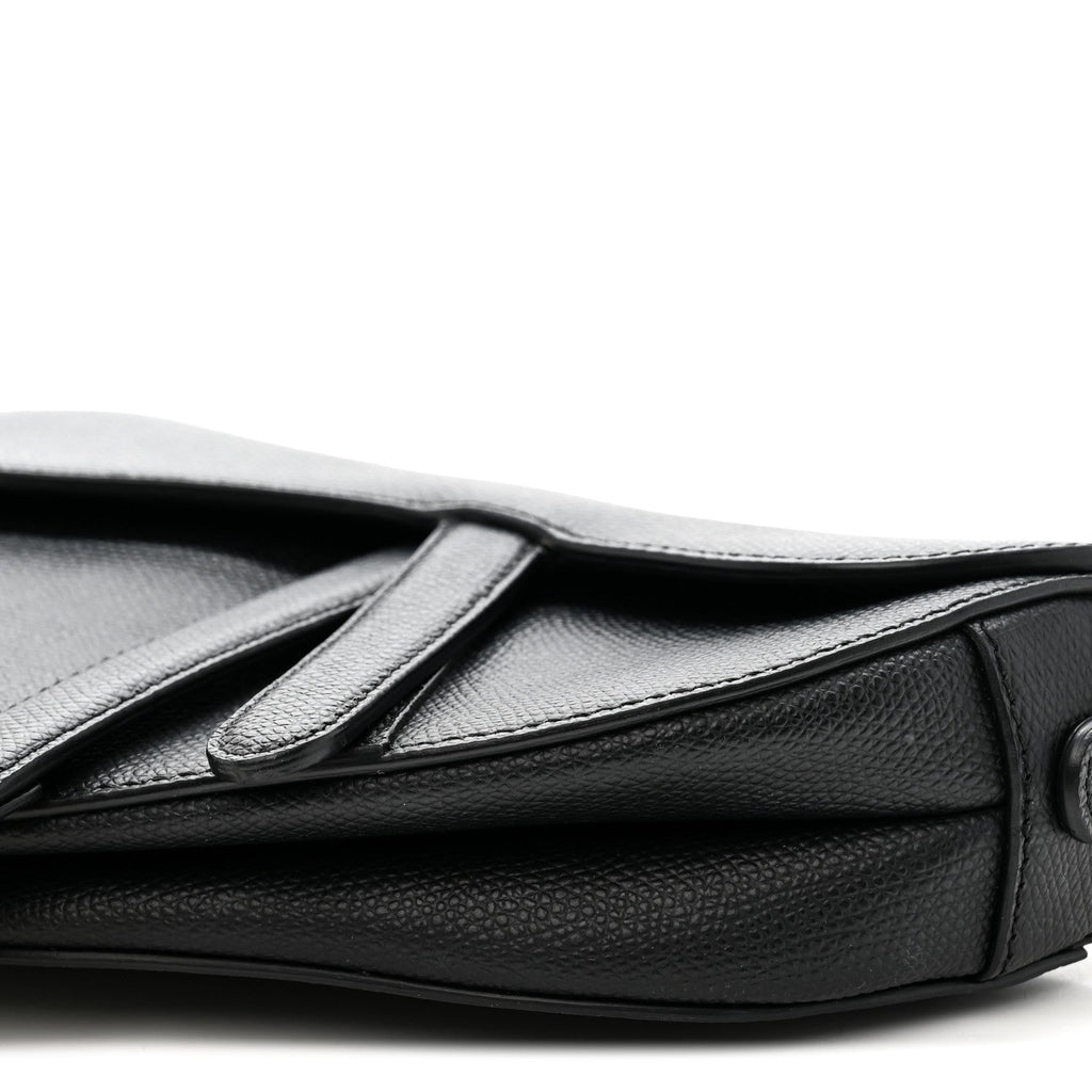 Grained Calfskin Mini Saddle Bag Black