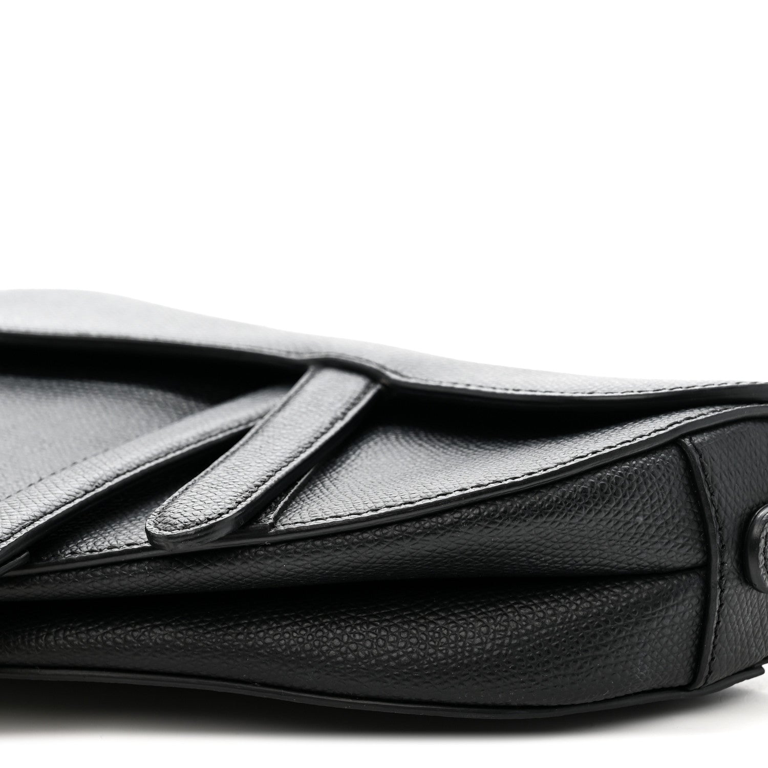 Grained Calfskin Mini Saddle Bag Black