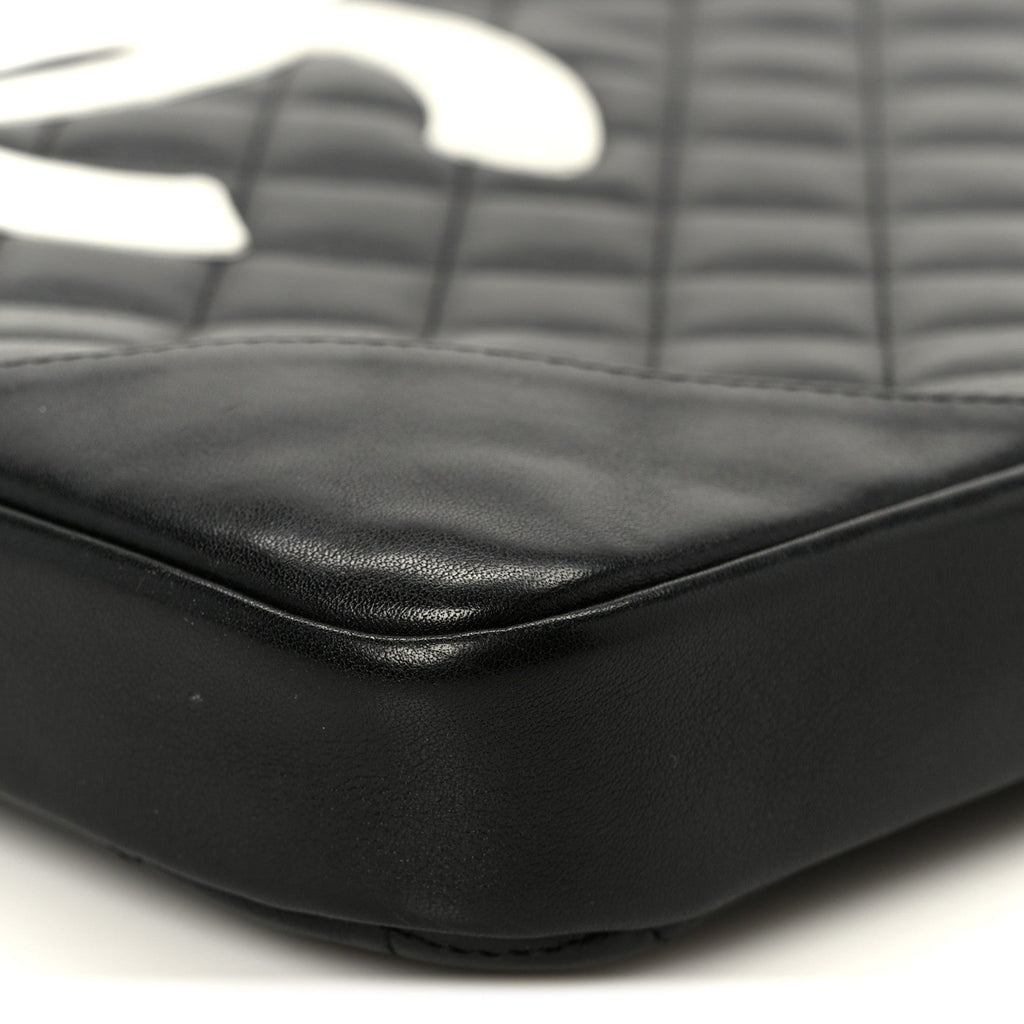 Calfskin Quilted Medium Cambon Messenger Black White