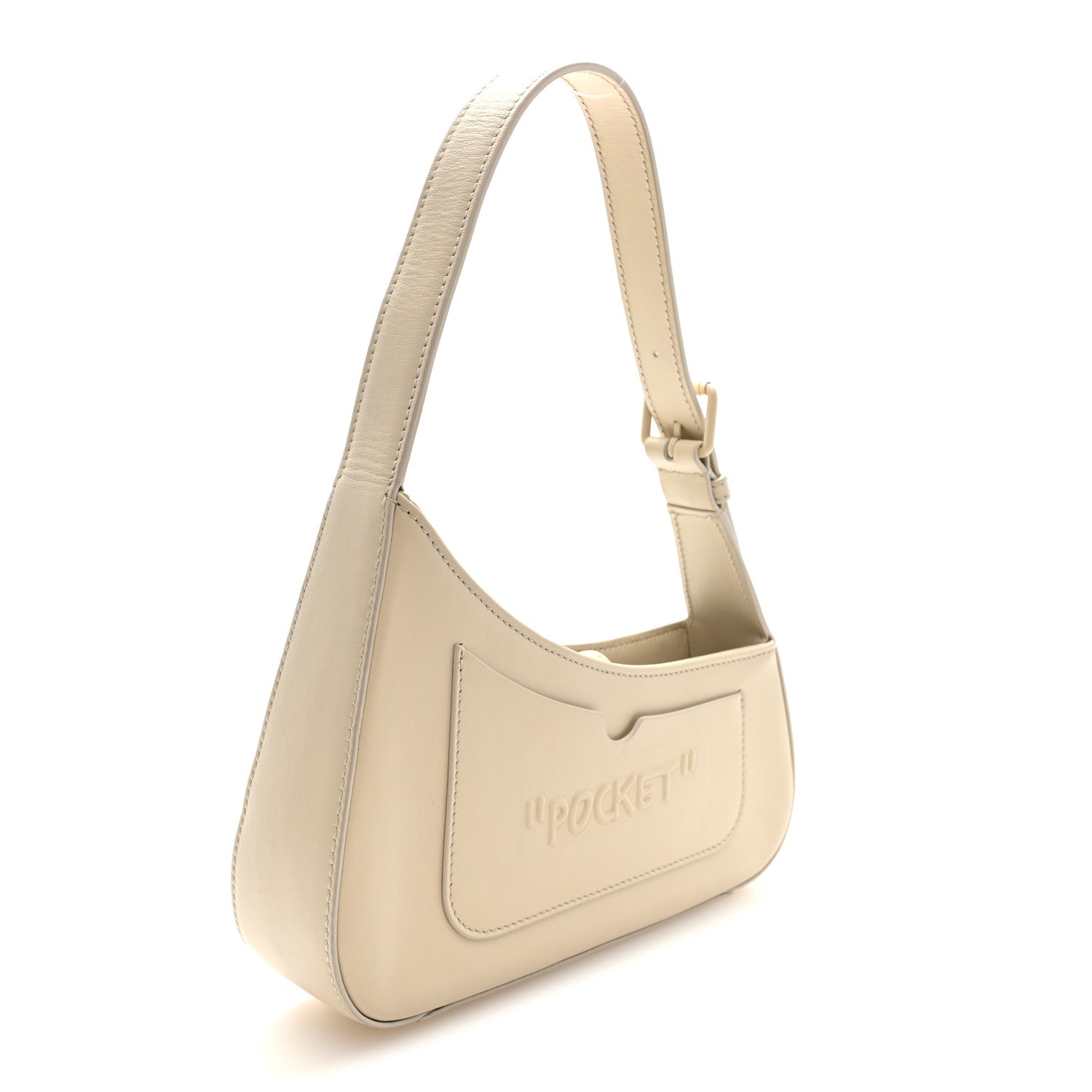 Calfskin 3D Glam Inside Jitney Shoulder Bag Beige