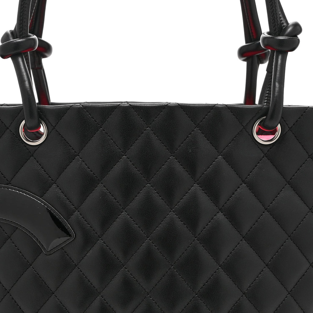 Calfskin Quilted Large Cambon Tote Black