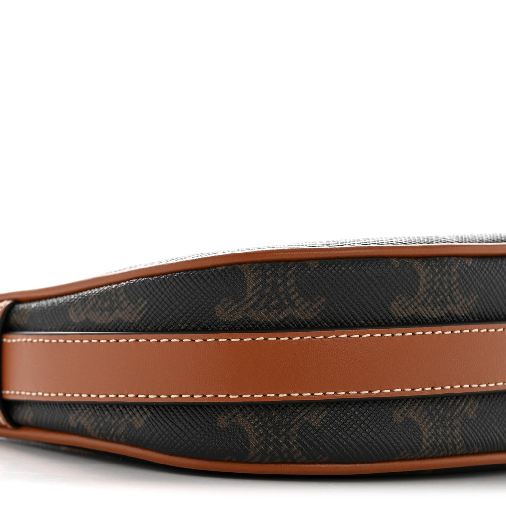 Canvas Calfskin Mini Ava Triomphe Shoulder Bag Tan