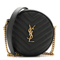 Grain De Poudre Matelasse Chevron Quilted Round Vinyle Camera Bag Black