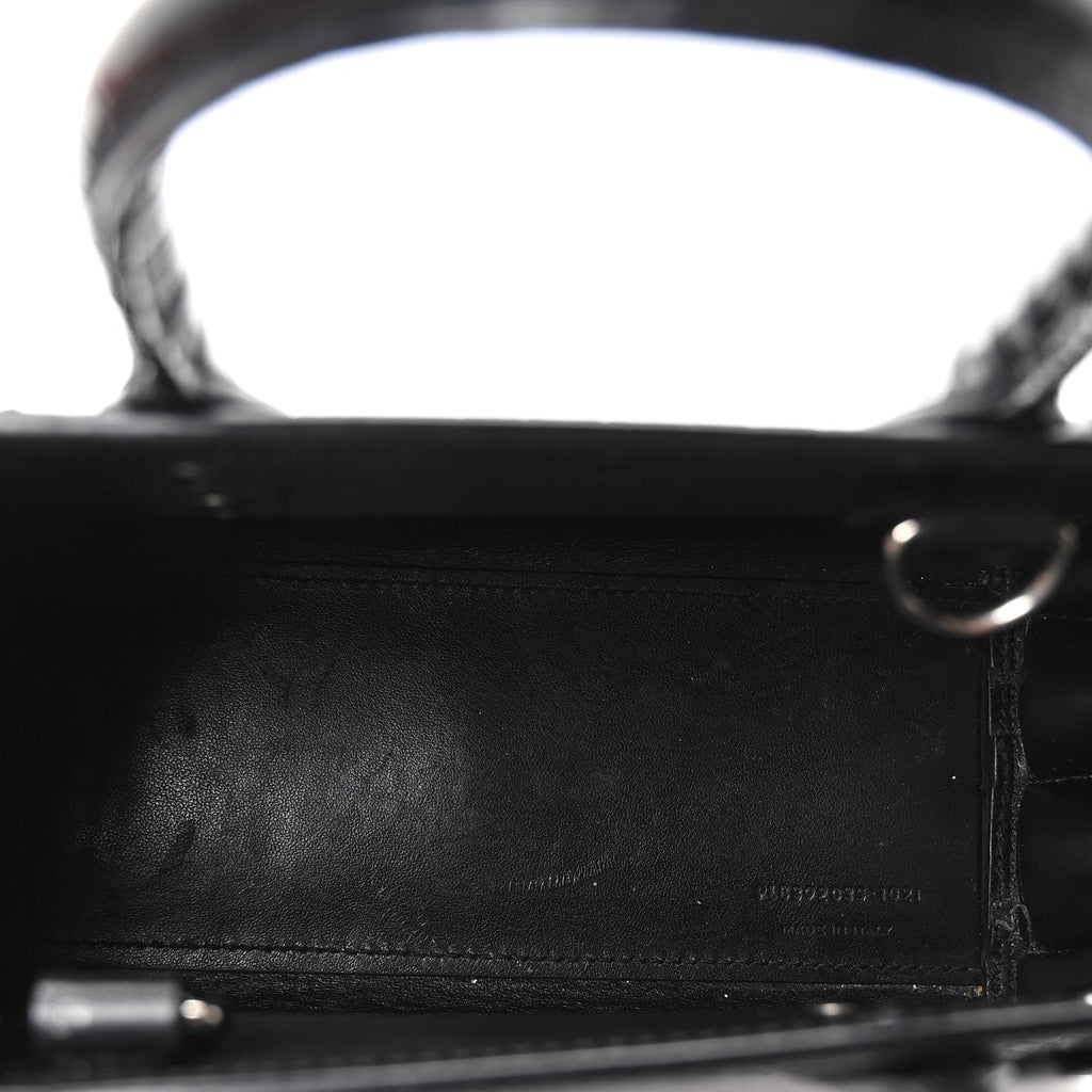 Calfskin Crocodile Embossed Nano Sac De Jour Black
