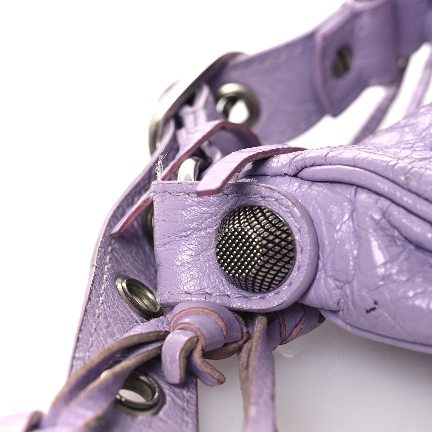 Extra Supple Calfskin Crocodile Embossed Le Cagole Shoulder Bag XS Lilac