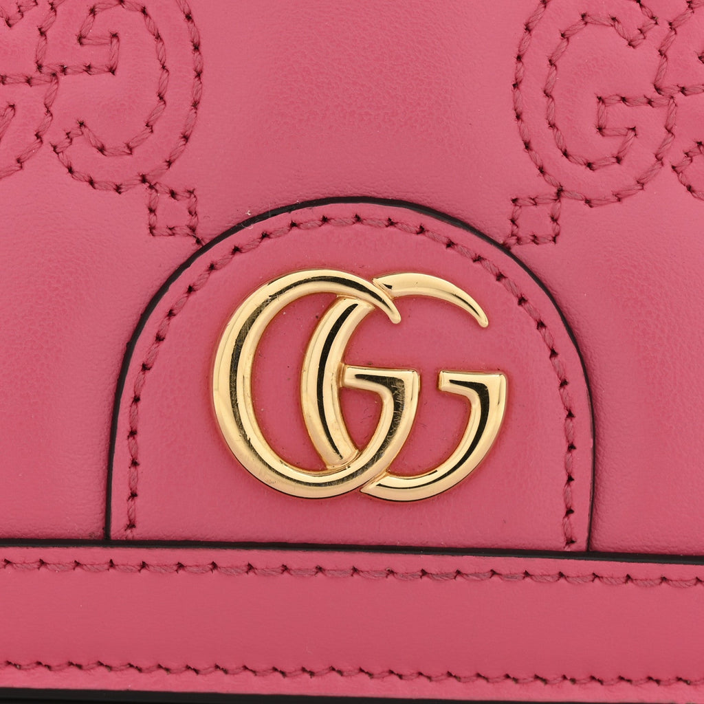 Calfskin GG Matelasse Chain Wallet Rhodamine Pink
