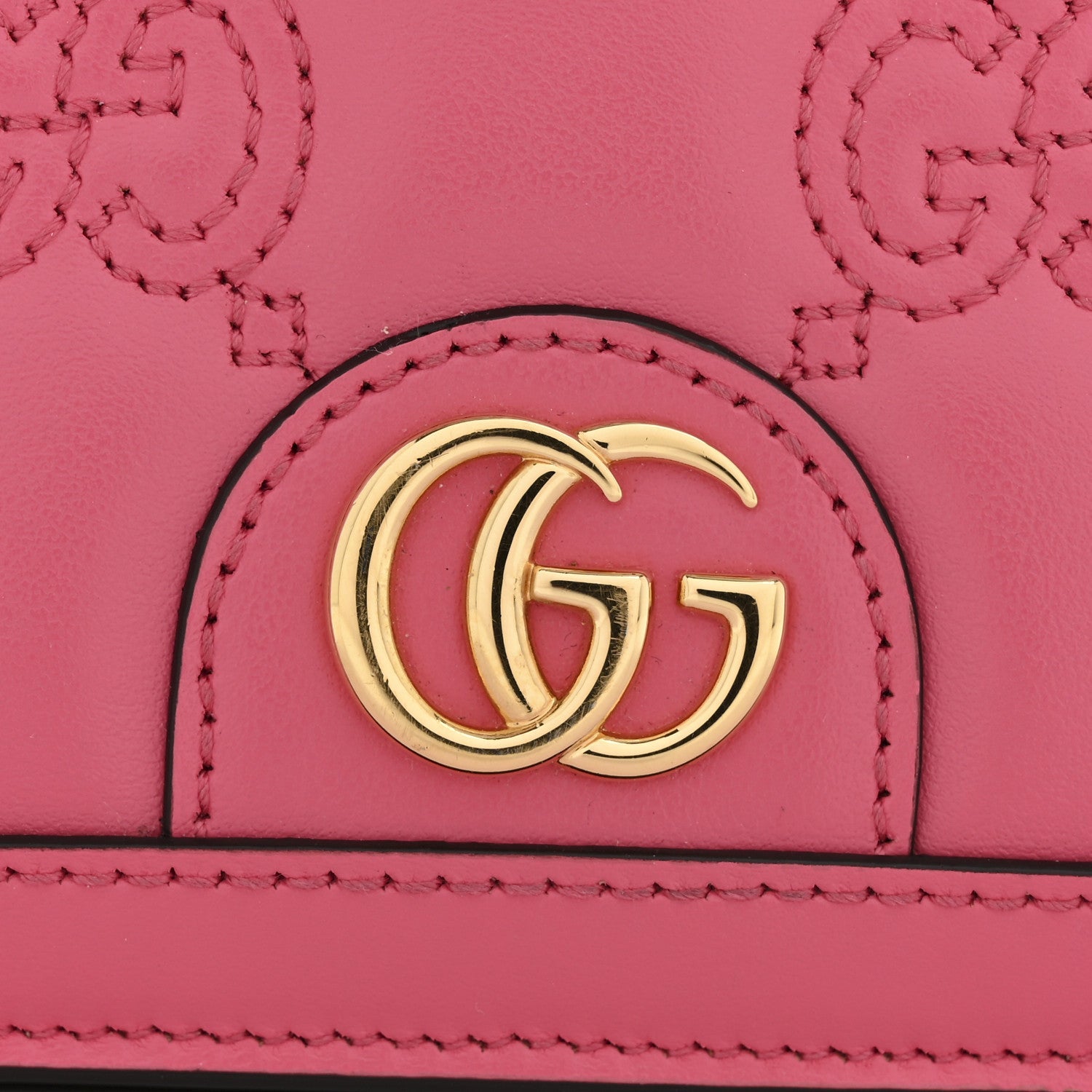 Calfskin GG Matelasse Chain Wallet Rhodamine Pink