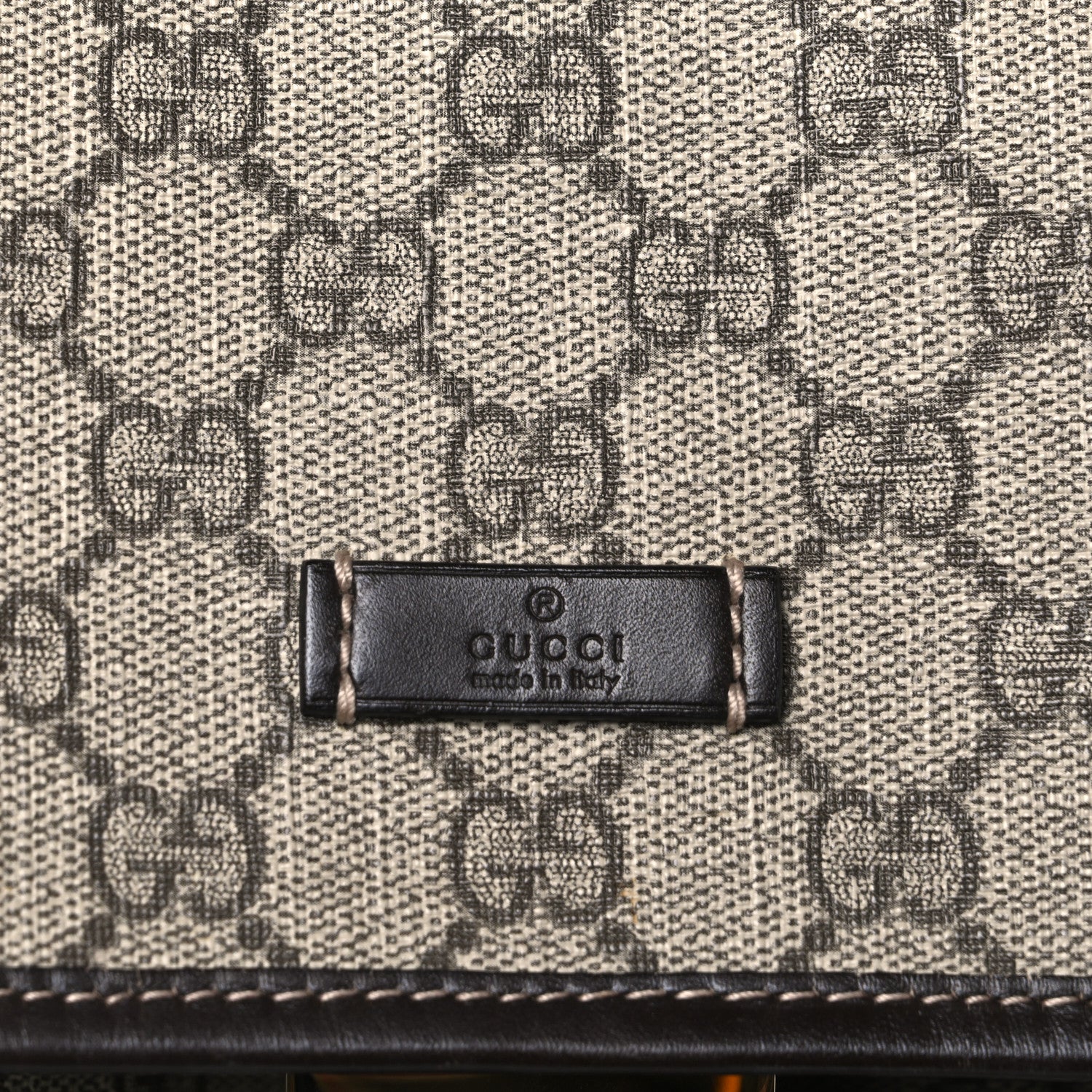 GG Supreme Monogram Medium Single Buckle Rucksack Backpack Beige Ebony Brown