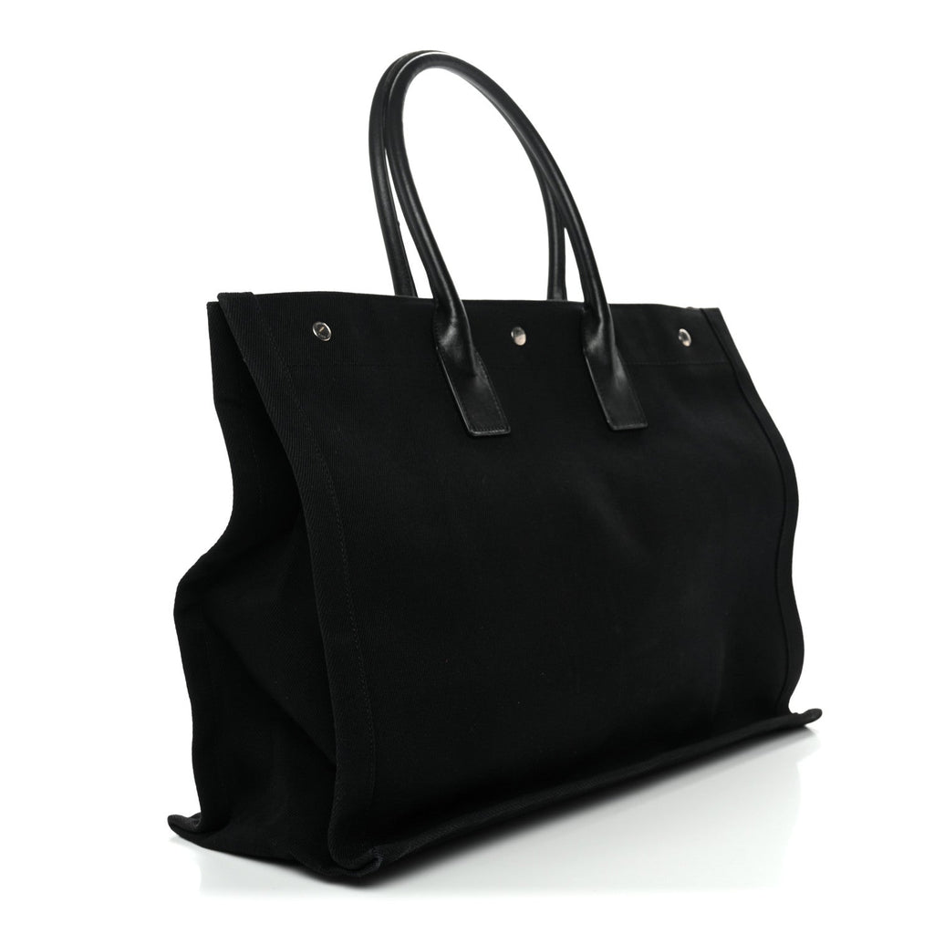 Linen Calfskin Rive Gauche Tote Black