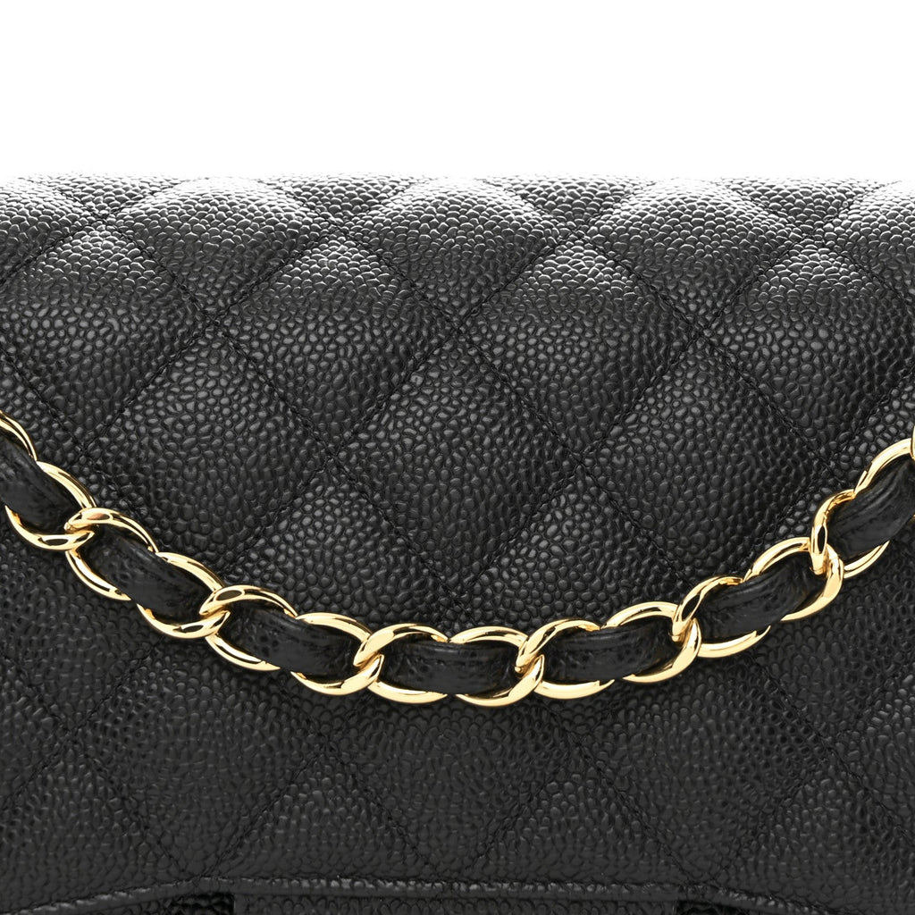 Caviar Quilted Jumbo Double Flap Black