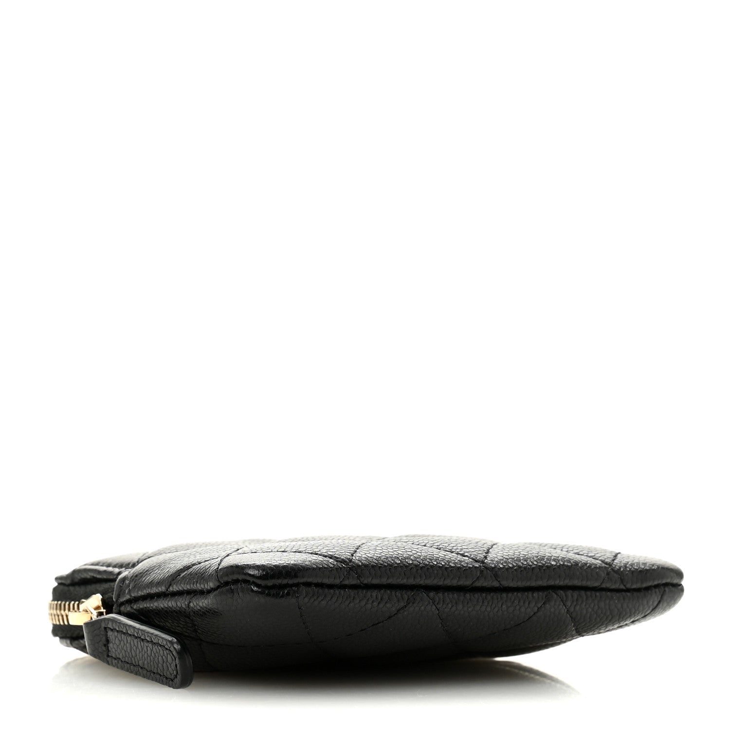 Caviar Quilted Zip  Holder Wallet Black
