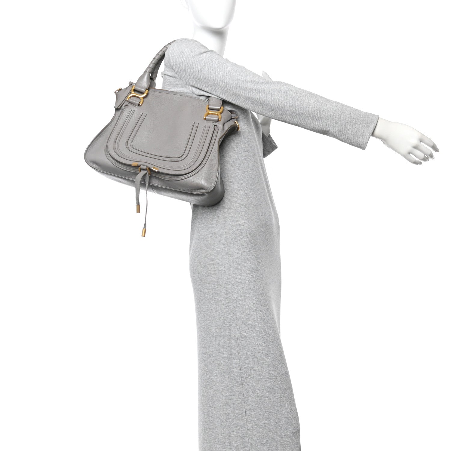Calfskin Medium Marcie Satchel Cashmere Grey