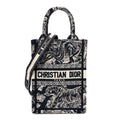 Canvas Toile de Jouy Reverse Embroidered Mini Book Tote Phone Bag Blue