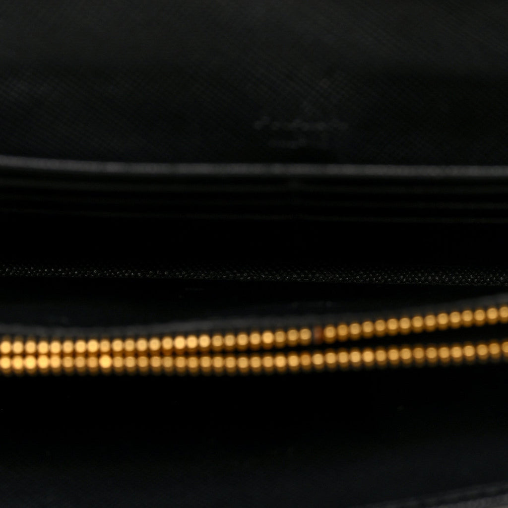 Saffiano Metal Continental Flap Wallet Black