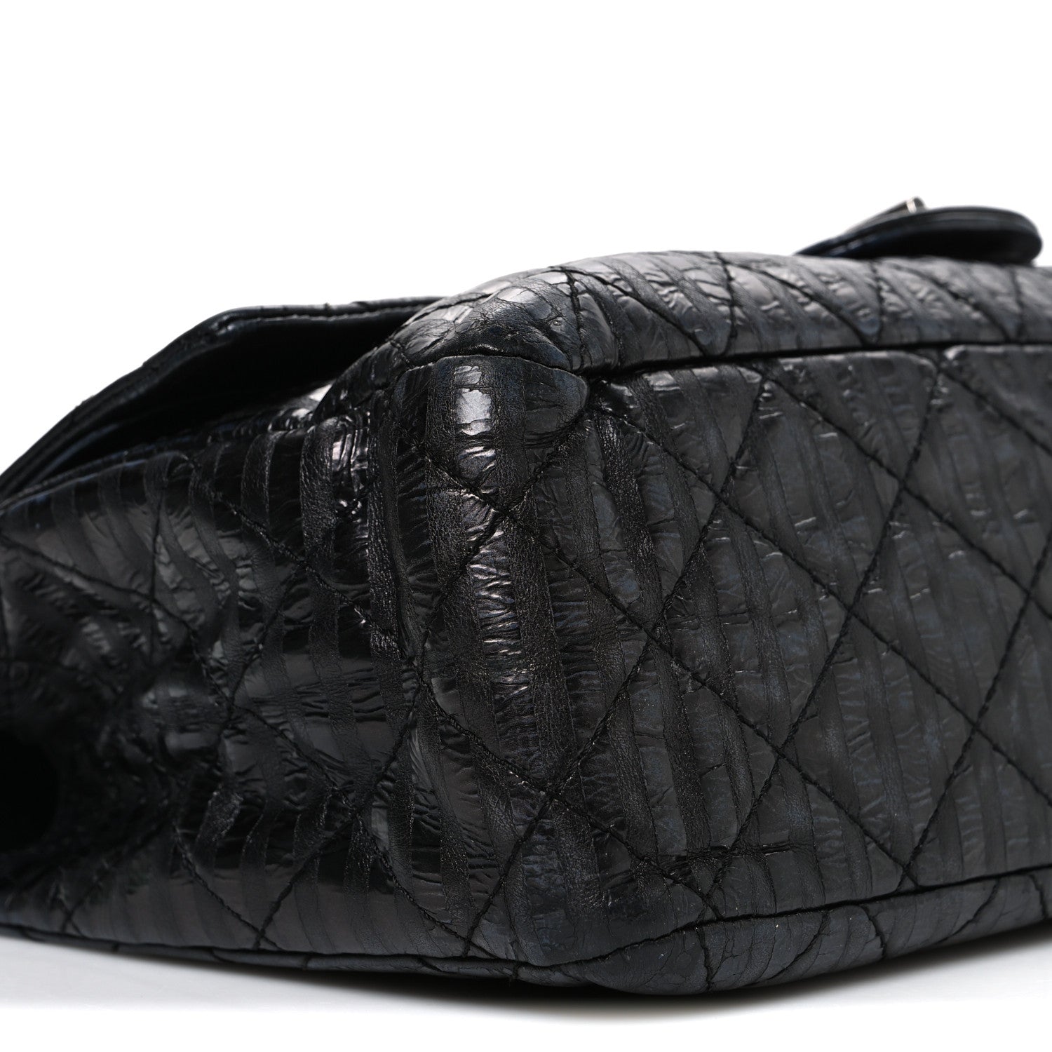 Metallic Calfskin Striped 2.55 Reissue 227 Flap Black