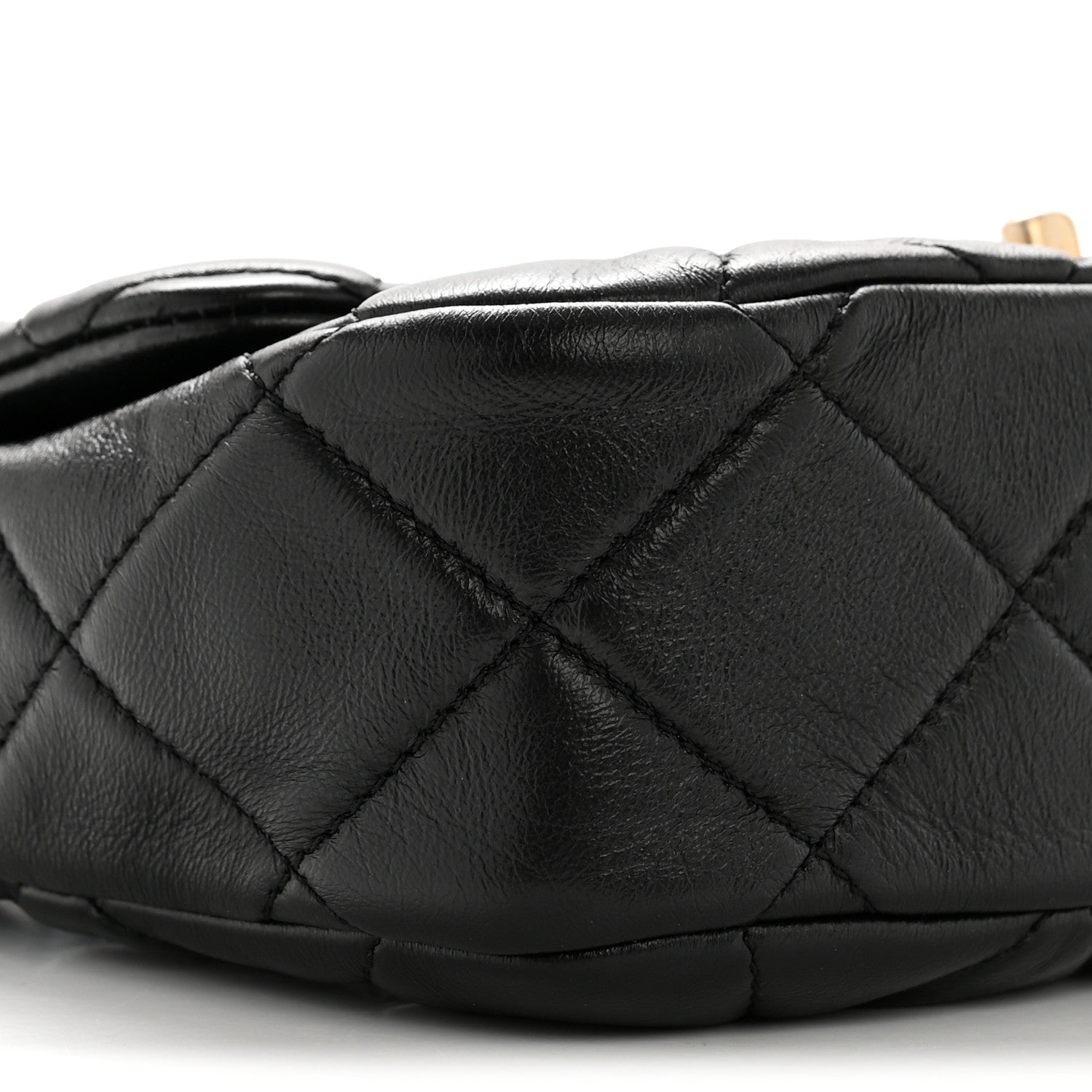 Lambskin Quilted Small Lacquered Chain Flap Black