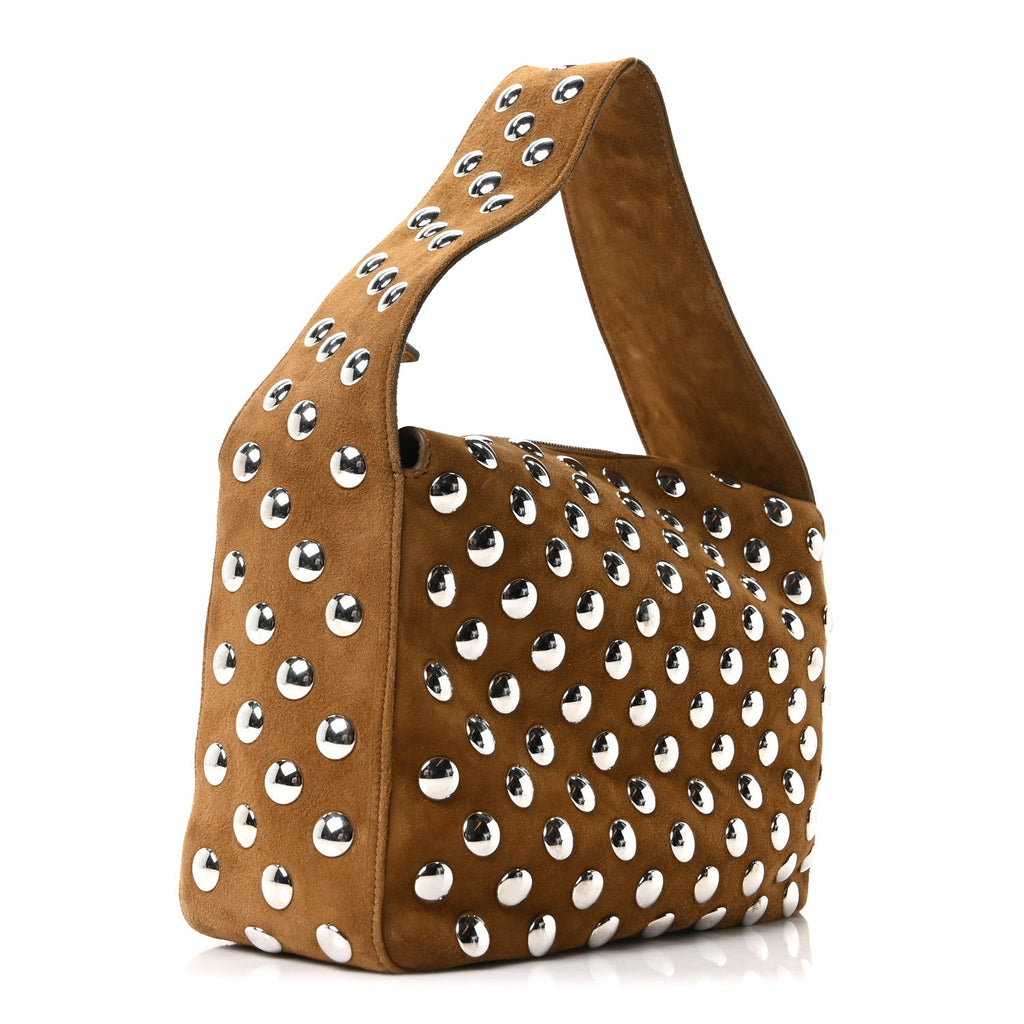 Pebbled Sport Calfskin Studded Elena Nougat