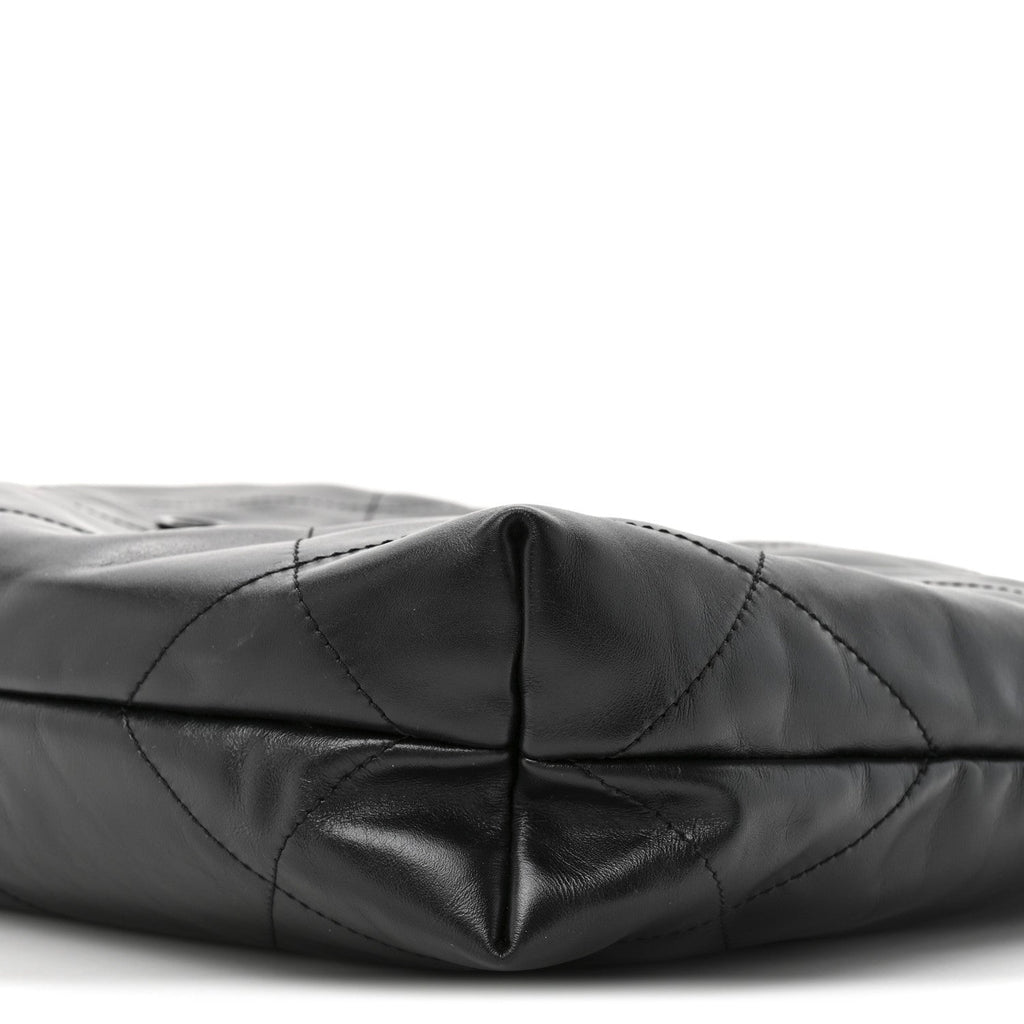 Shiny Calfskin Quilted Small Chanel 22 So Black