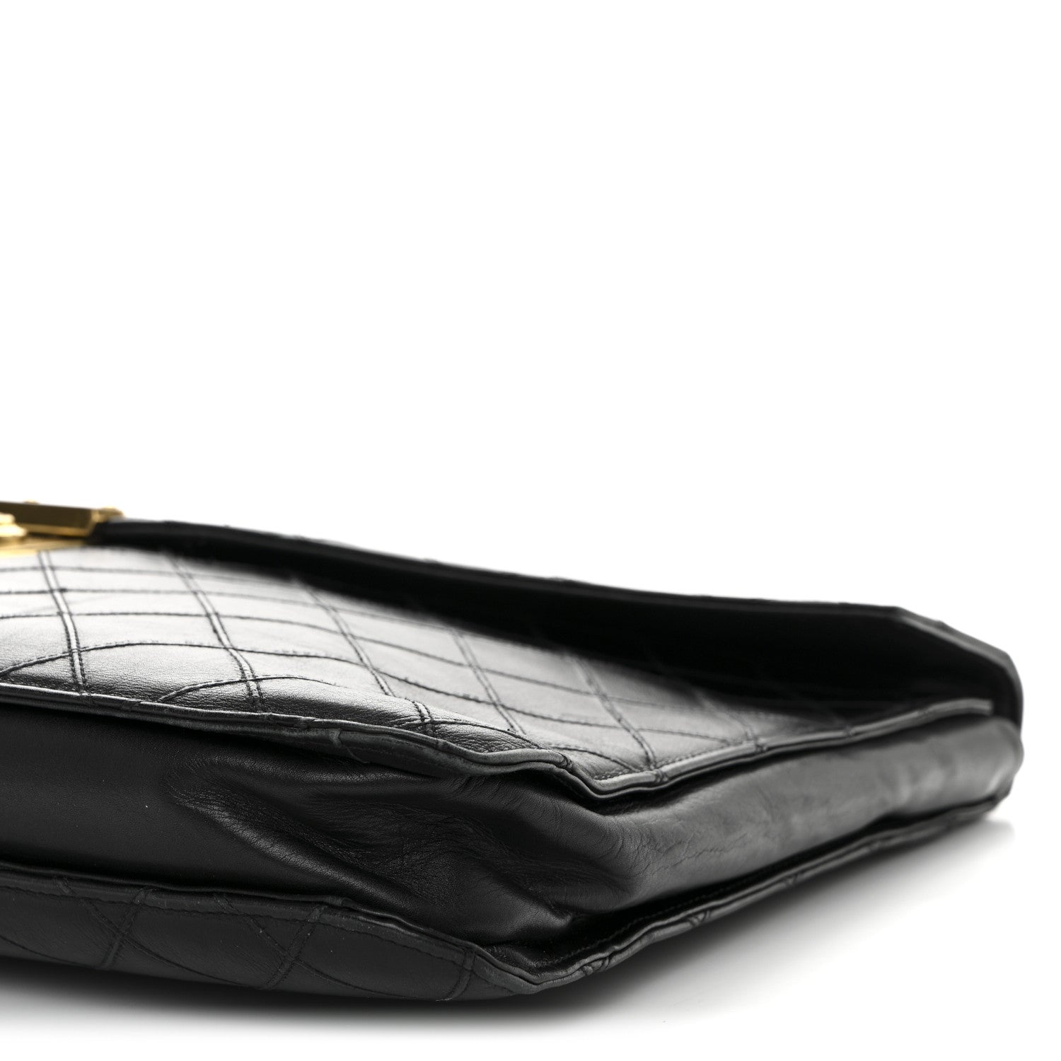 Lambskin Stitched Briefcase Bag Black