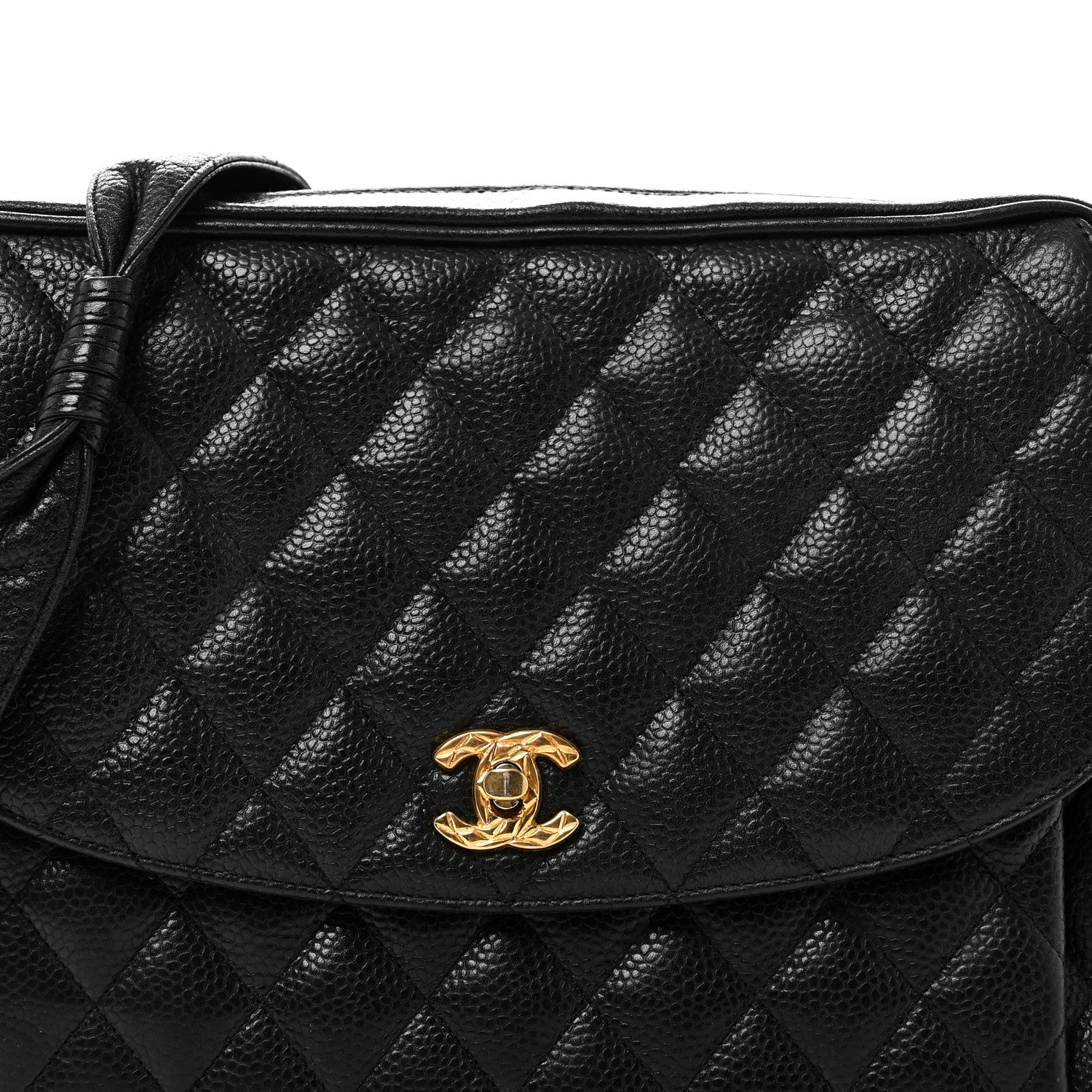 Caviar Quilted Flap Shoulder Bag Black