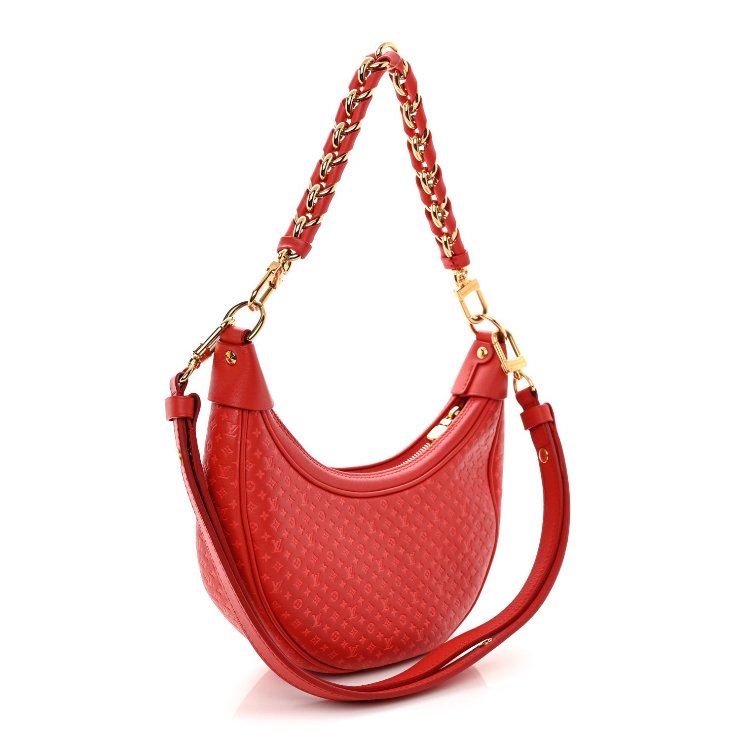 Calfskin Nanogram Embossed Loop PM Rouge