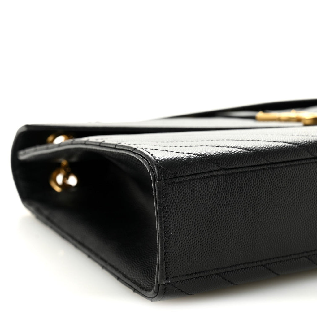 Grain De Poudre Matelasse Chevron Large Monogram Satchel Black