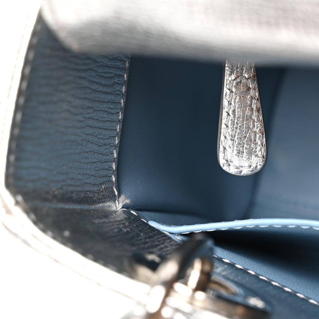 Metallic Grained Calfskin Cannage Small Lucky Badges My Lady Dior Silver