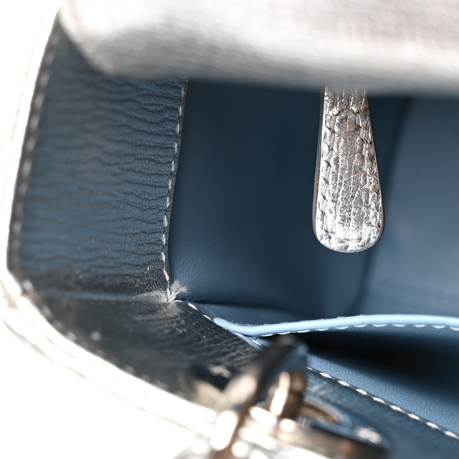 Metallic Grained Calfskin Cannage Small Lucky Badges My Lady Dior Silver