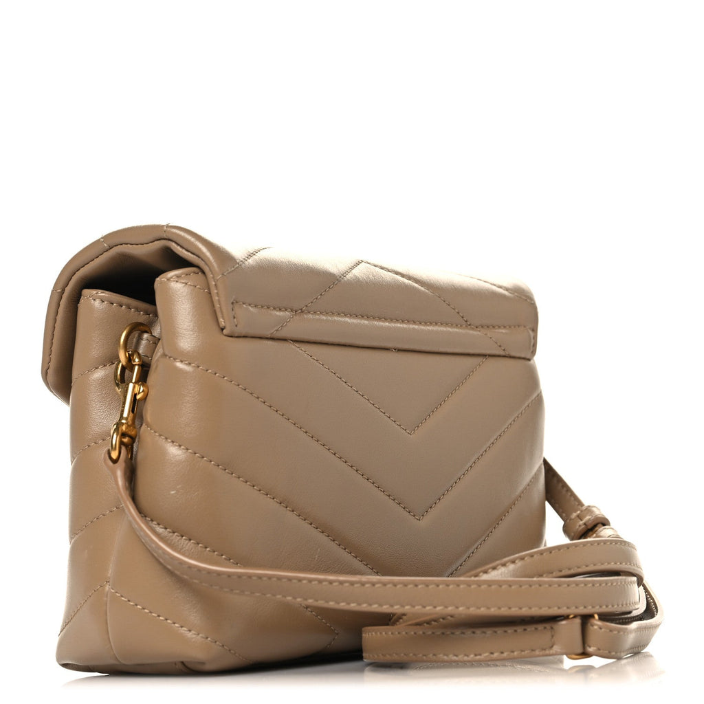 Calfskin Y Quilted Monogram Toy Loulou Crossbody Bag Dark Beige