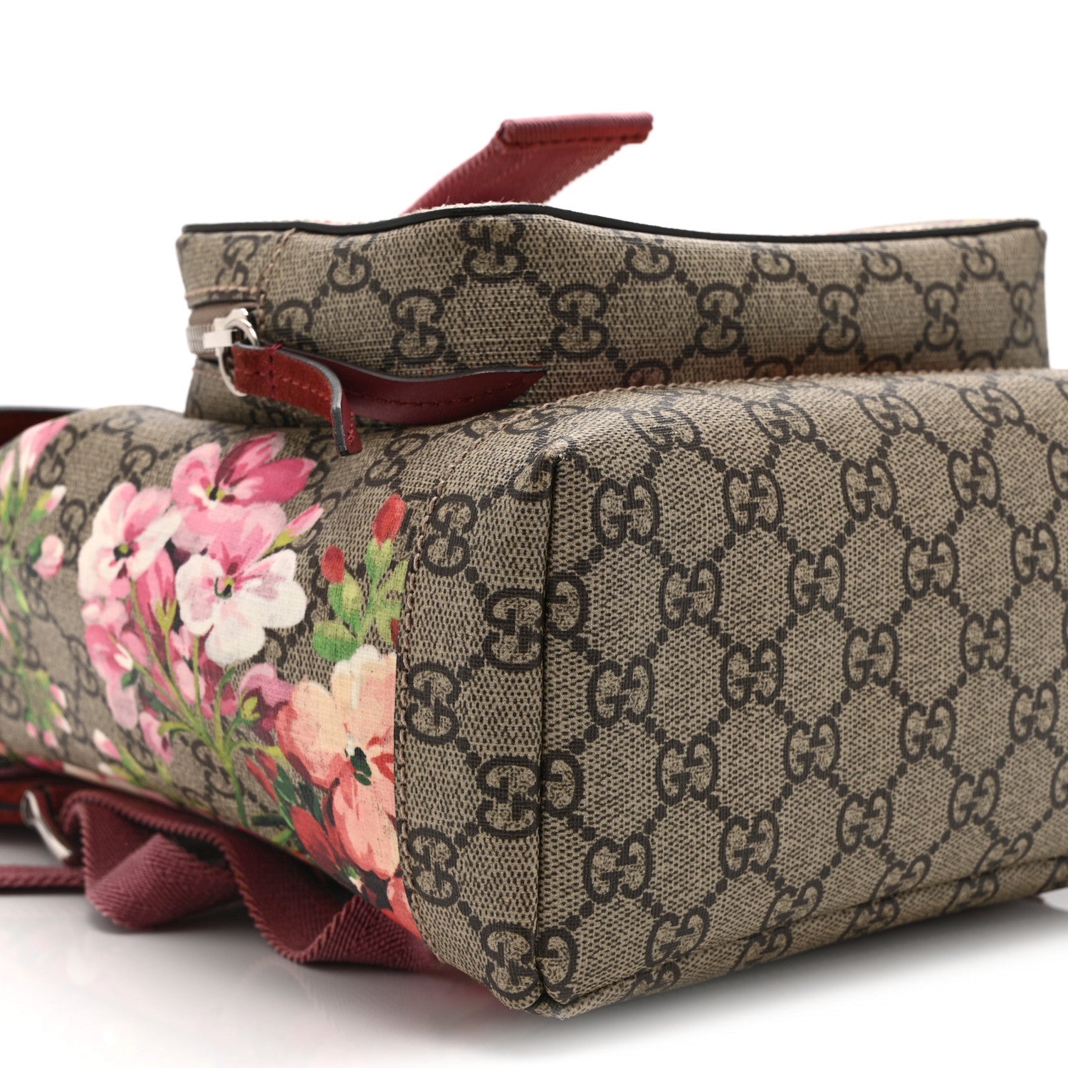 GG Supreme Monogram Blooms Small Single Buckle Backpack Beige Multicolor Dry Rose