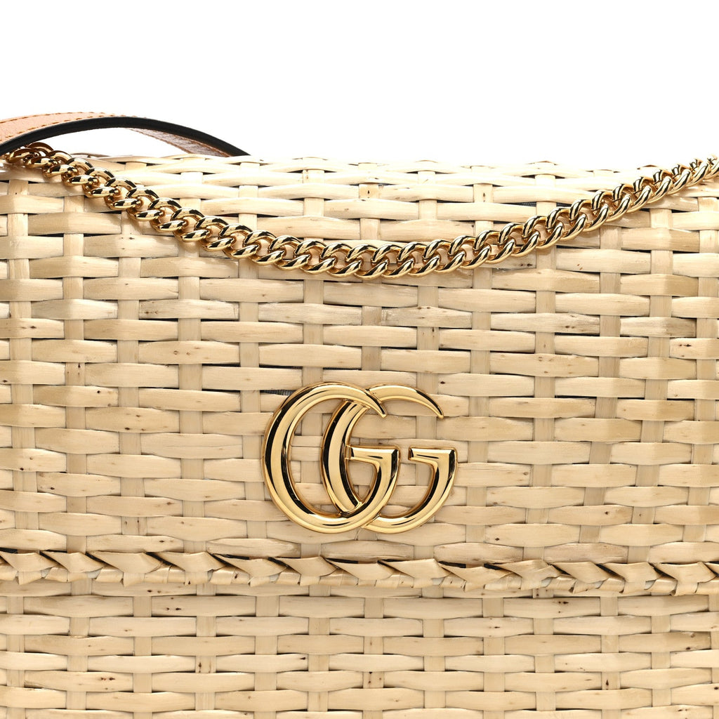Glazed Wicker Small Cestino Shoulder Bag Natural