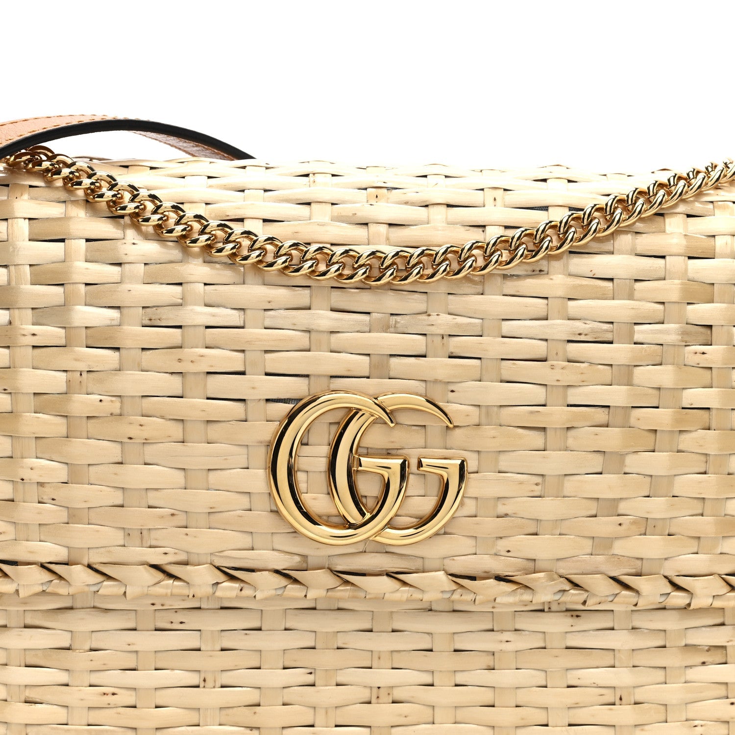 Glazed Wicker Small Cestino Shoulder Bag Natural