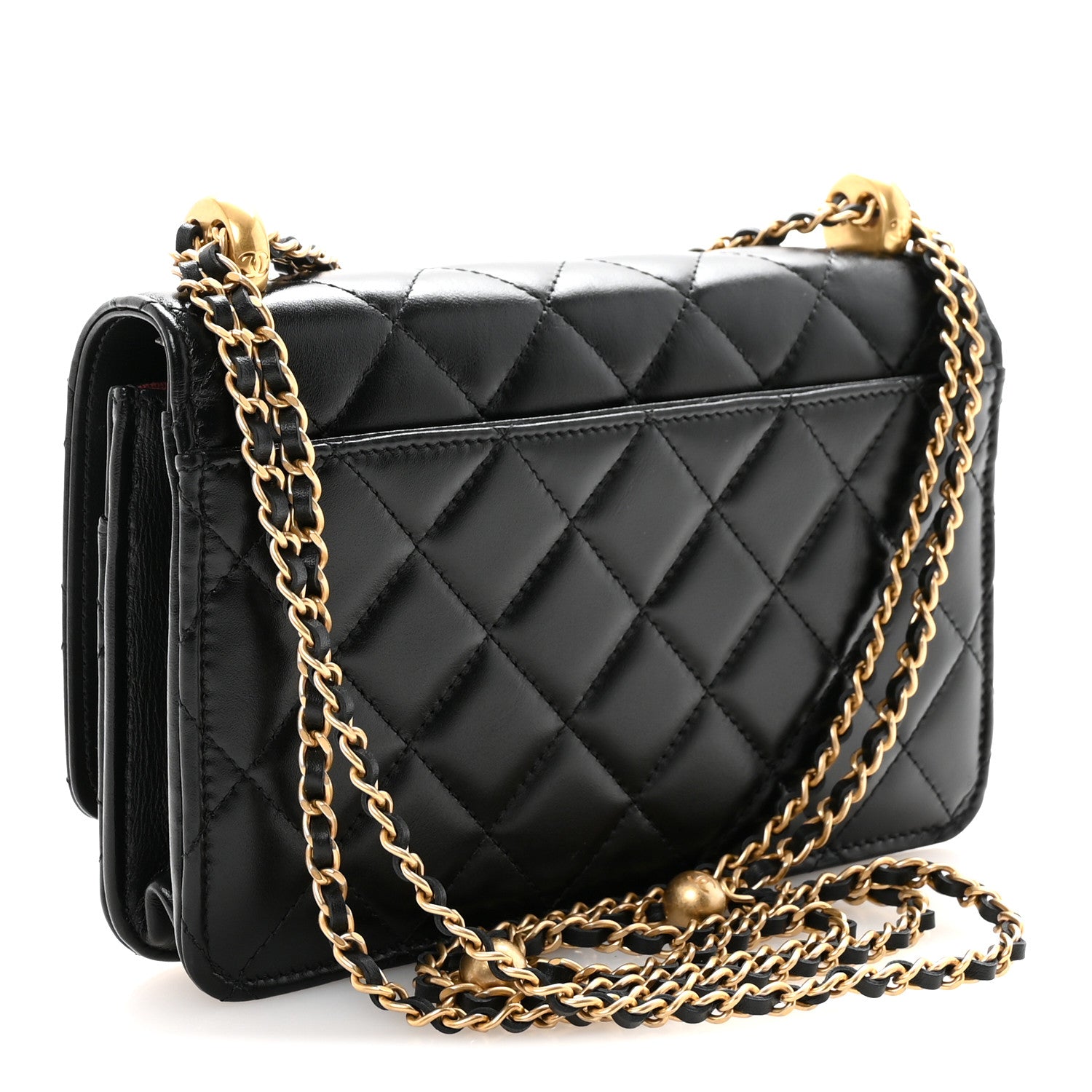 Calfskin Quilted Perfect Fit Wallet On Chain WOC Black