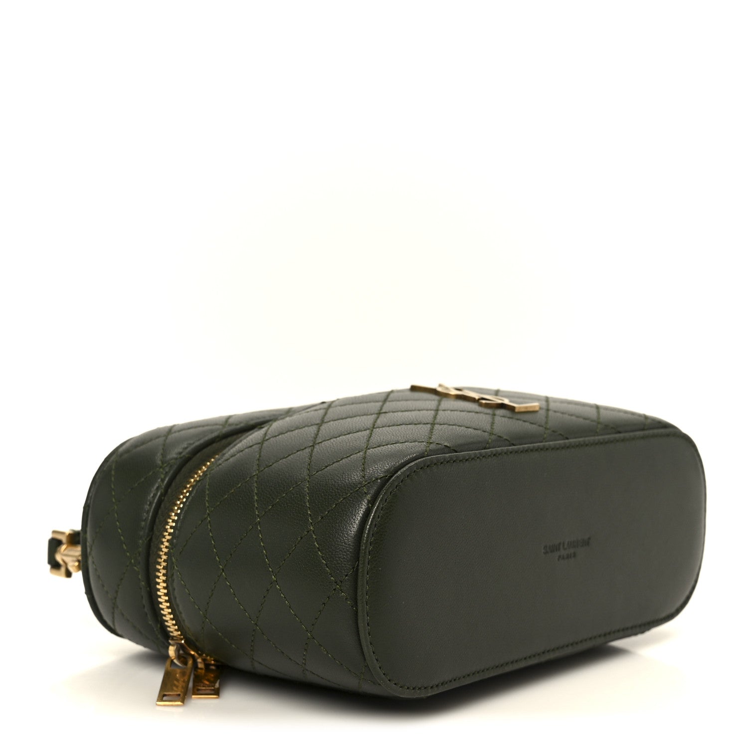 Lambskin Quilted Mini Gaby Vanity Case Olive Wood