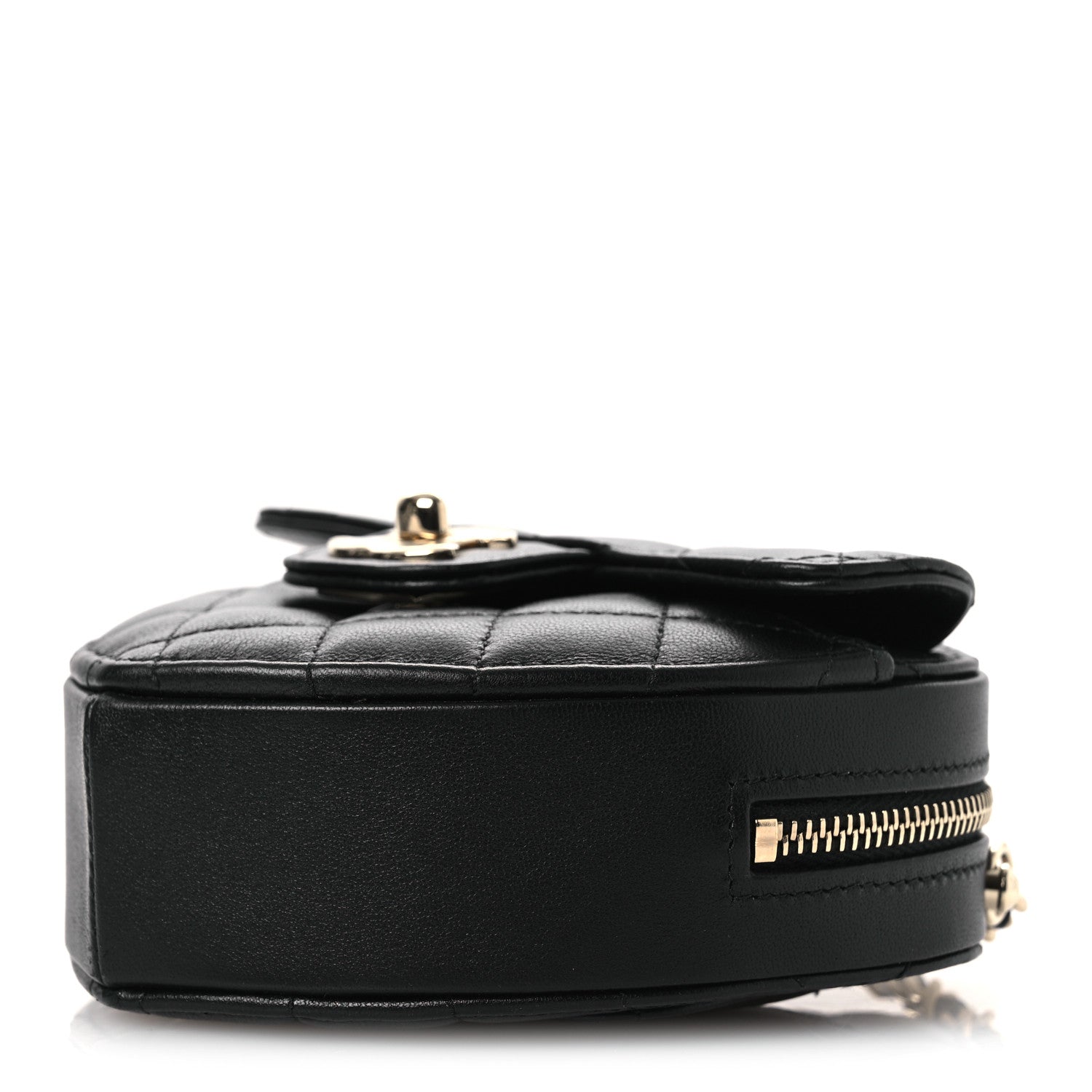 Lambskin Quilted CC In Love Heart Clutch With Chain Black