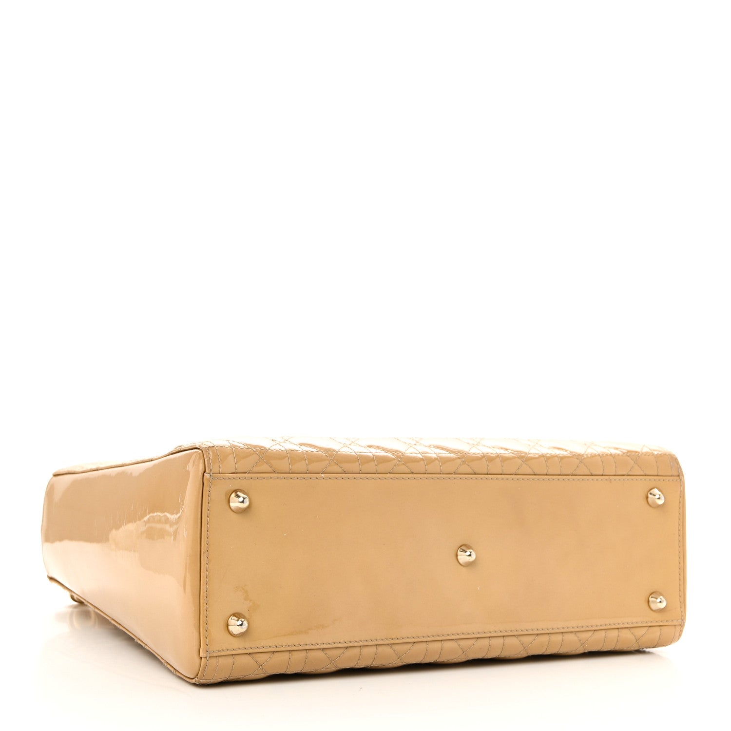Patent Cannage Large Lady Dior Dark Beige