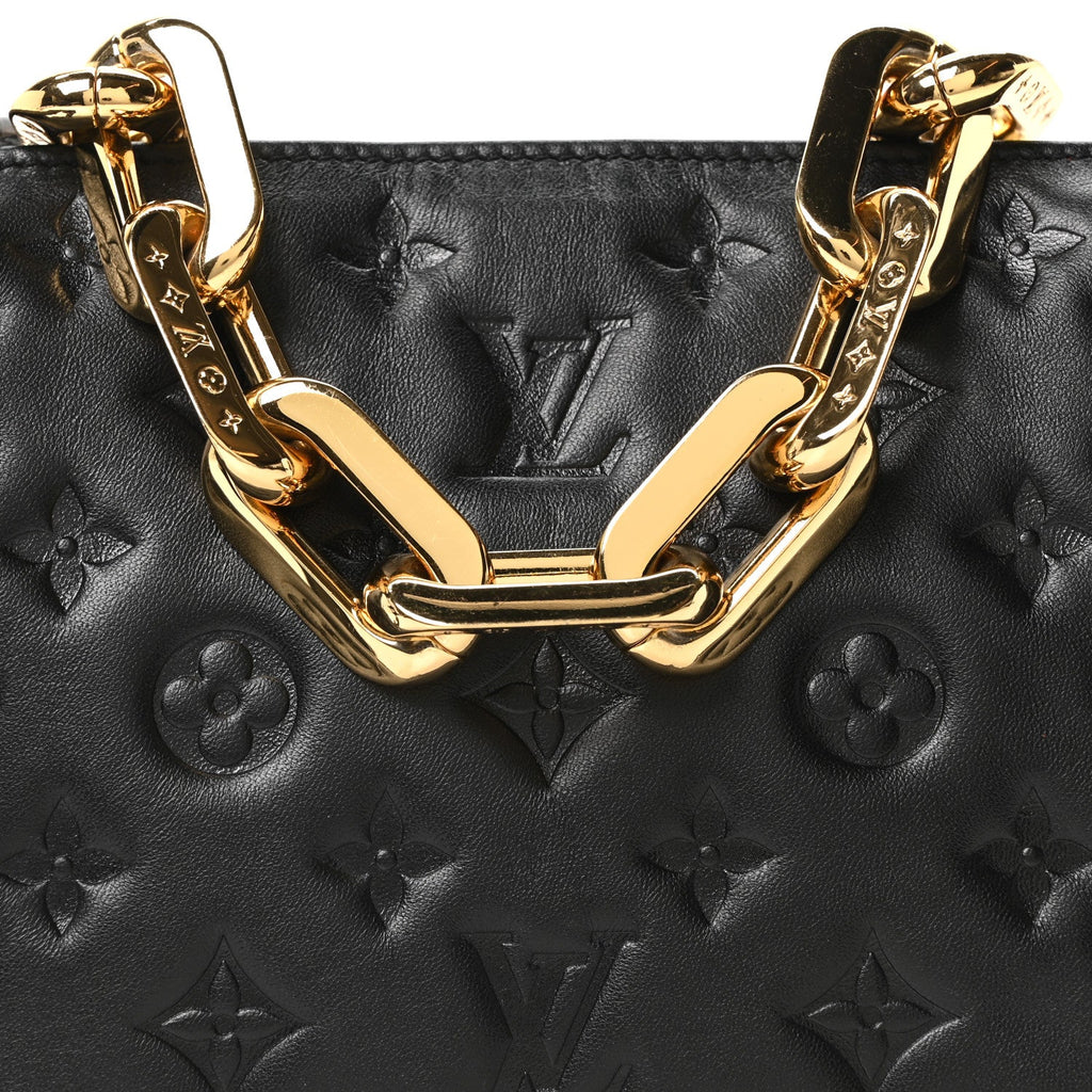 Lambskin Embossed Monogram Coussin BB Black