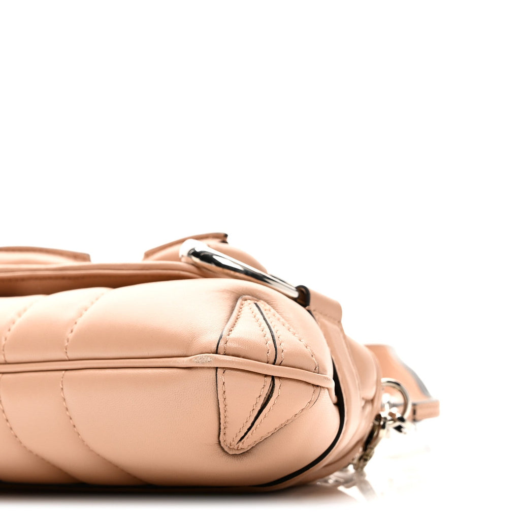 Nappa Vertical Matelasse Small Maxi Horsebit Chain Shoulder Bag Beige