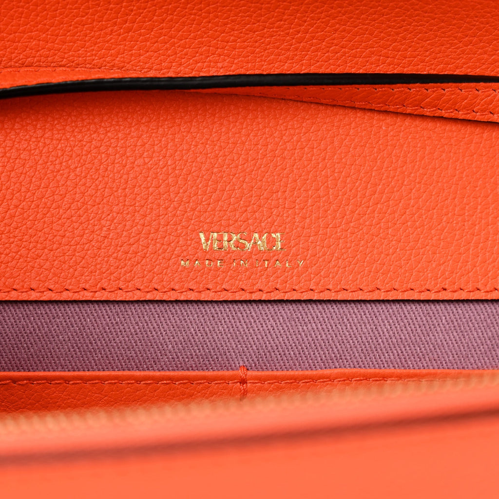 Grained Calfskin La Medusa Crossbody Bag Orange
