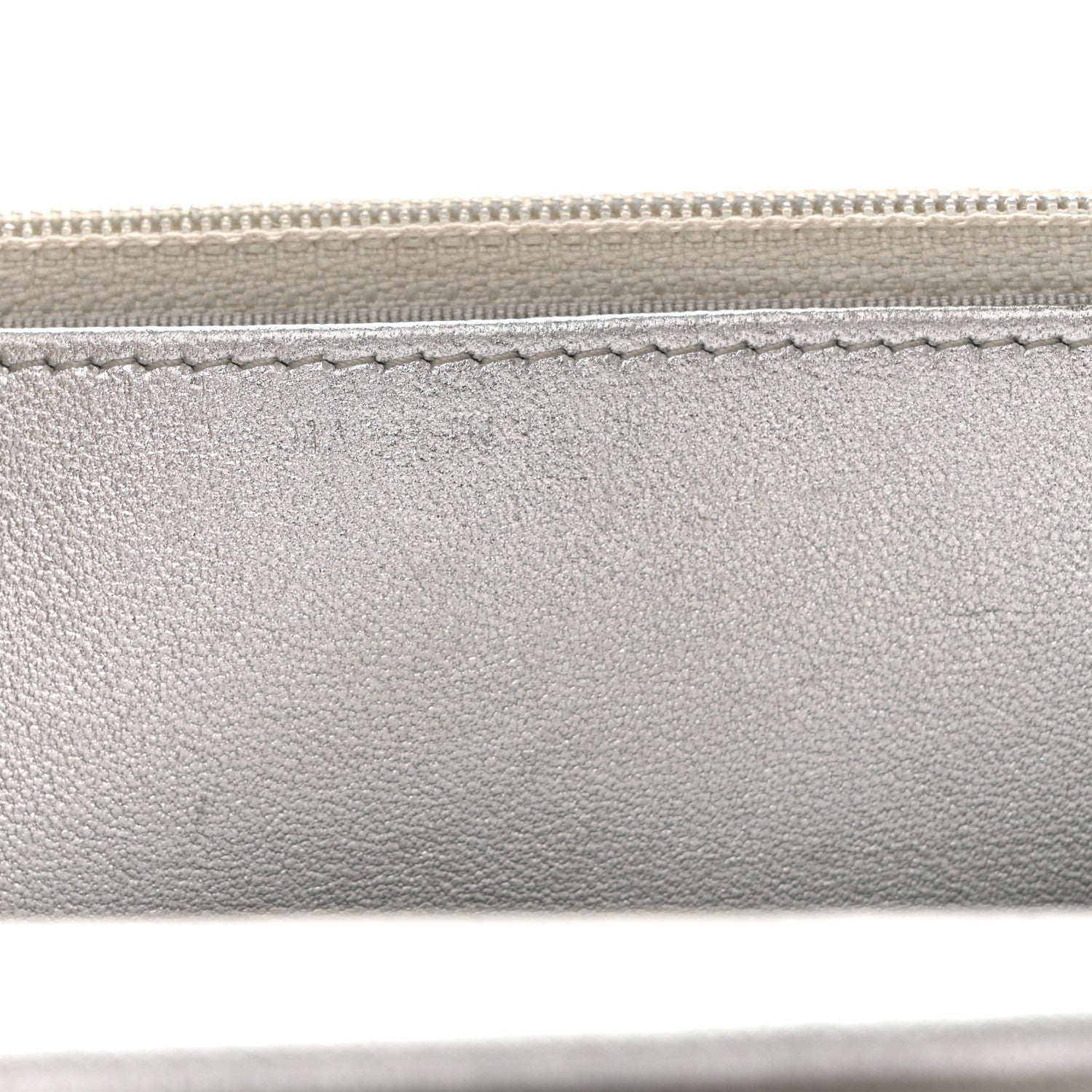 Metallic Lambskin Quilted Wallet On Chain WOC Silver
