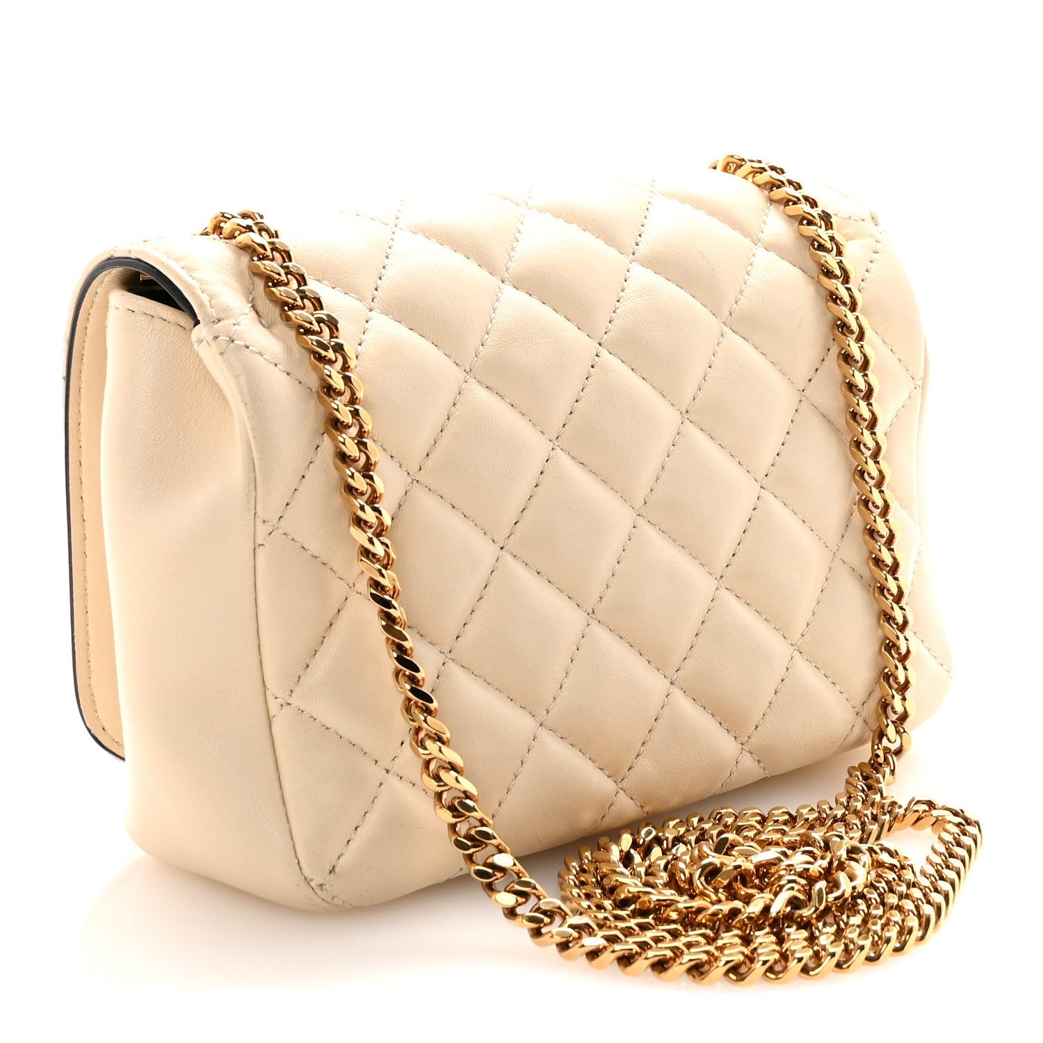 Nappa Quilted Small Medusa Chain Crossbody White