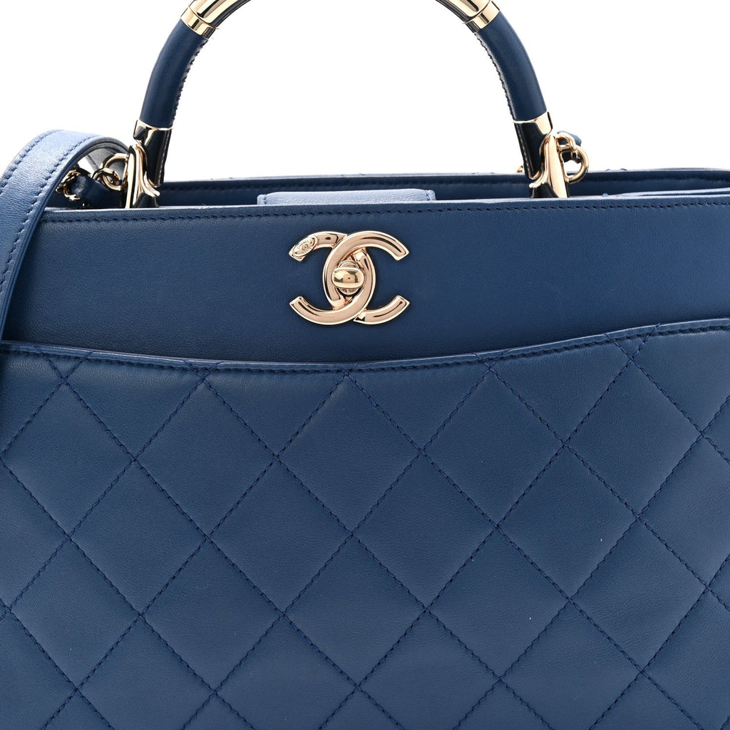 Lambskin Carry Chic Shopping Tote Blue