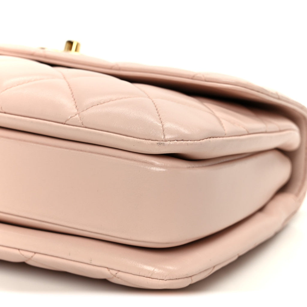 Lambskin Quilted Small Trendy CC Flap Dual Handle Bag Light Pink