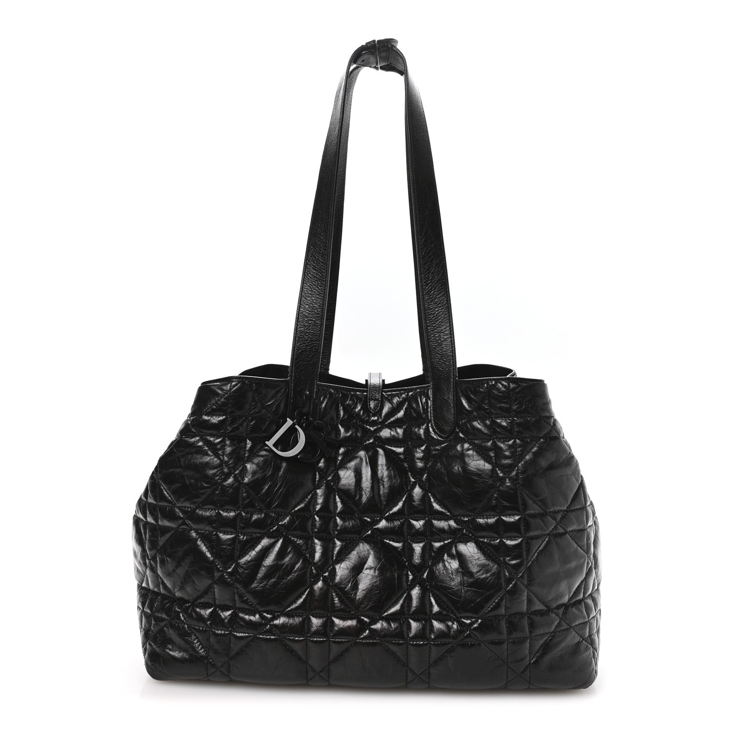 Crinkled Calfskin Macrocannage Large Toujours Black