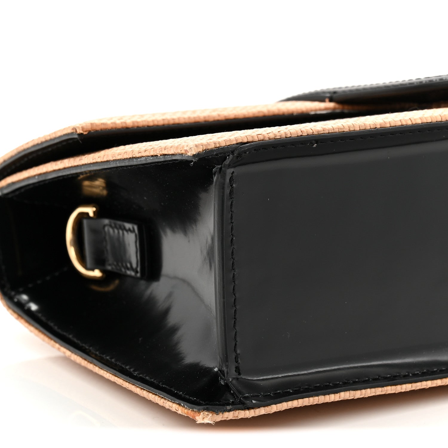 Raffia Smooth Calfskin Le Grand Bambino Natural Dark Brown