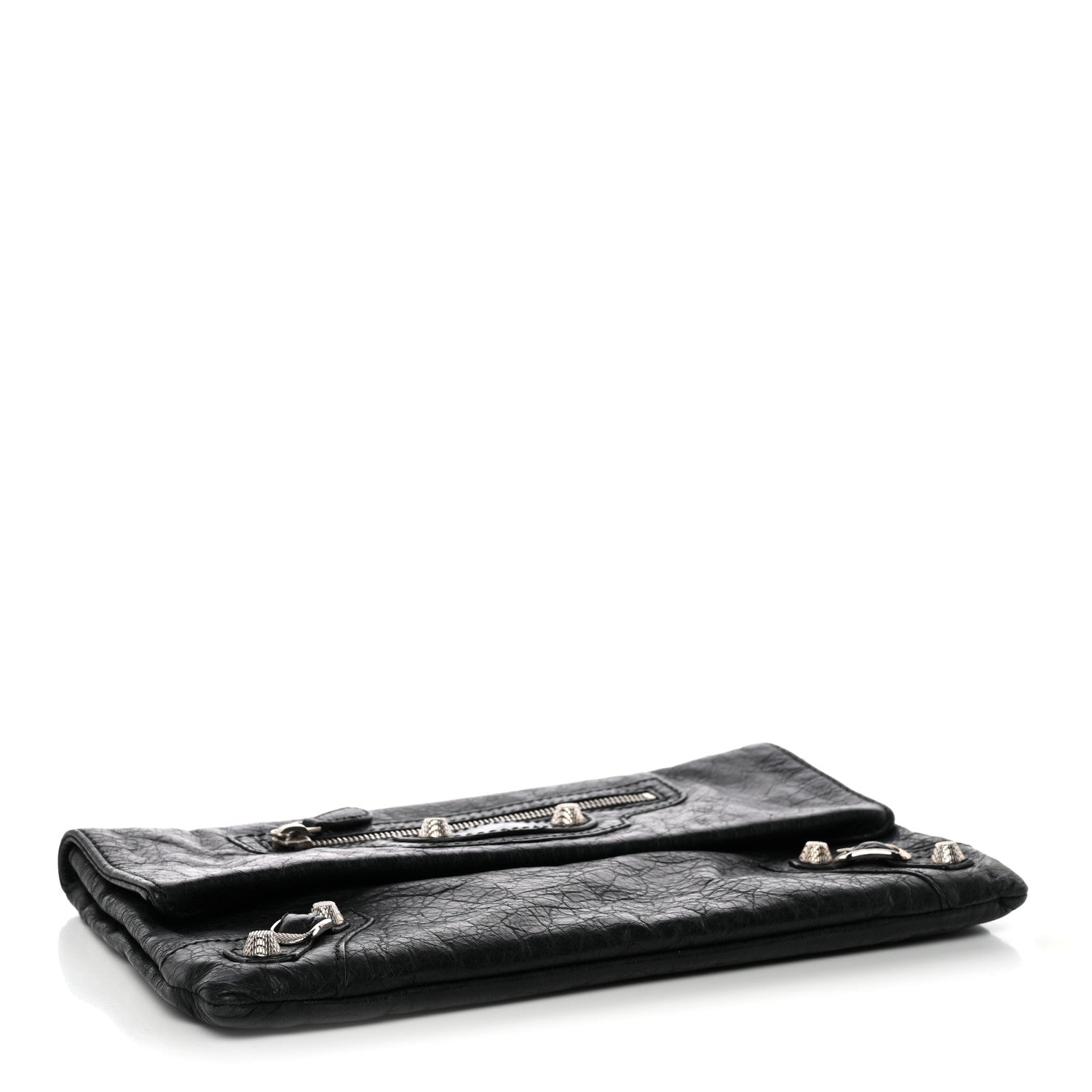 Agneau Giant 12 Silver Hardware Envelope Clutch Black